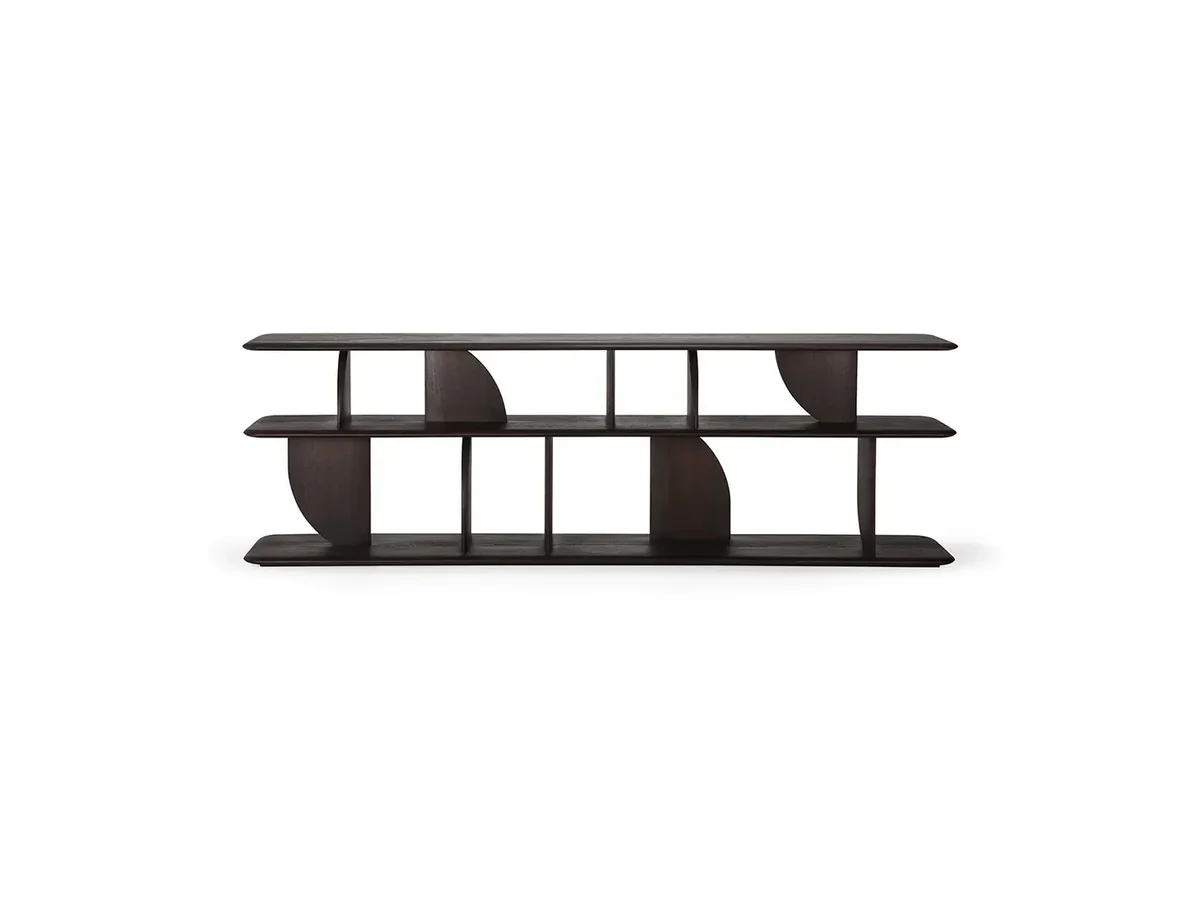 Geometric konsolbord i mörk teak, 210 cm